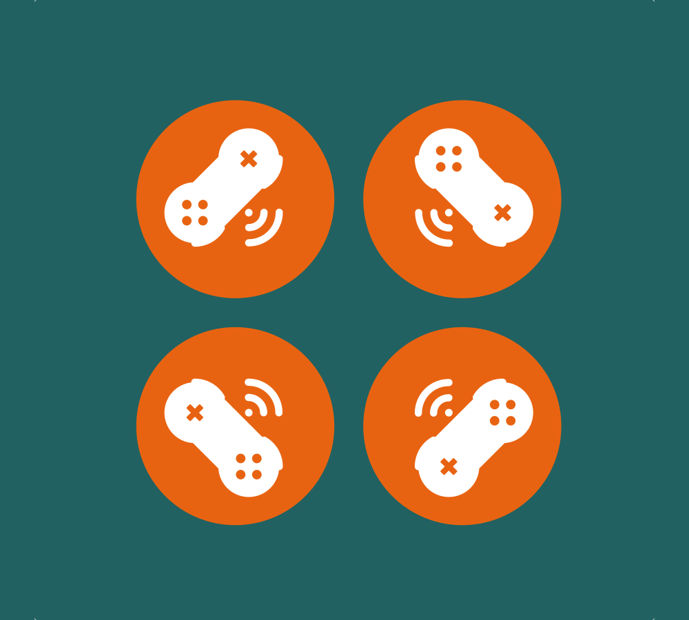 Four pad nodes used to explain a netplay lobby